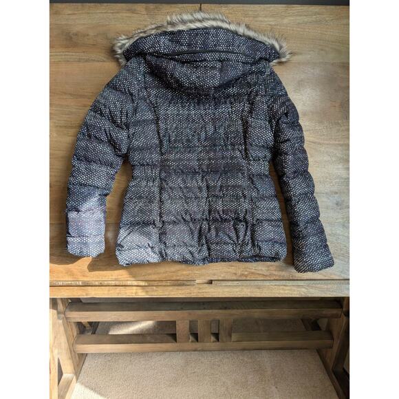 The North Face Jacket Womens Small Black Polka Dot Gotham Faux Fur Hood Full Zip - Picture 2 of 4